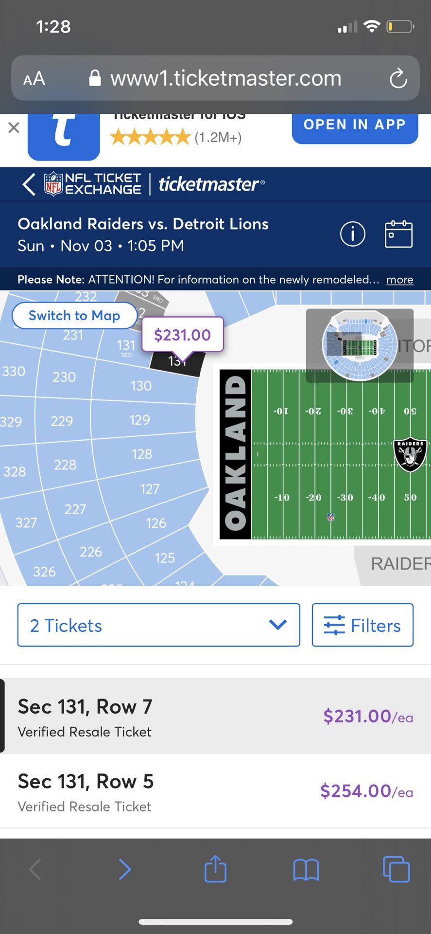 Oakland Raiders tickets vs lions