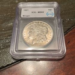 1921 Morgan Silver Dollar Graded MS62 UNC 