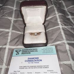 14k Rose Gold Engagement Ring And Wedding Band