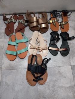 Lot Of 7 Pair Of Sandals