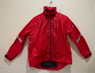 XLC Red Reflective Cycling Rain Windbreaker Hi-Vis Jacket Drop Tail Size L