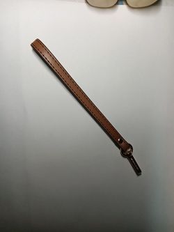 Michael Kors Gold Brown Saffiano Leather Wristlet  Strap Keychain