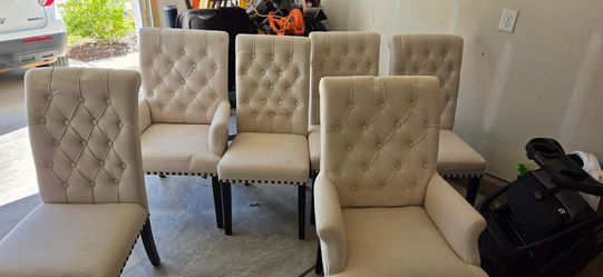 Set of 6 Tufted Upholstered Dining Chairs