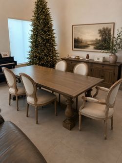 Restoration Hardware Dining Set – Table, 6 Chairs & Buffet