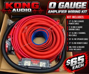 KONG AUDIO 0 Gauge Amplifier Wiring Kit – $65 Each