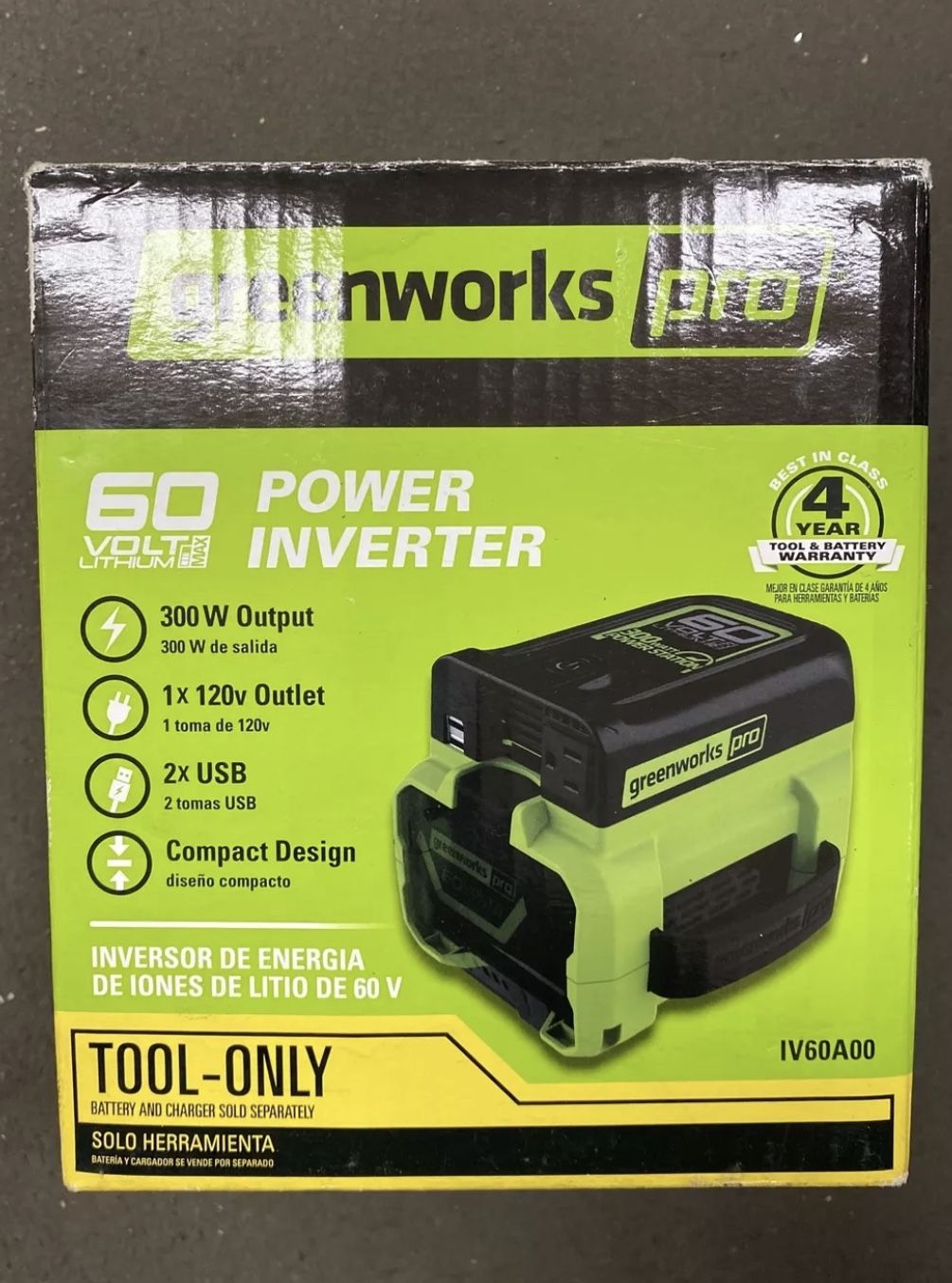 PRO 300-Watt 60-Volt Button Start Portable Power Inverter Generator New!