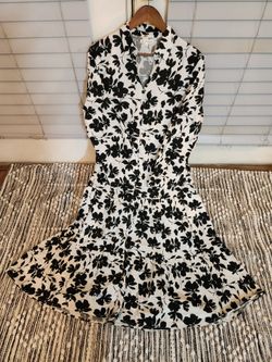Black & White Floral Maxi Shirt Dress