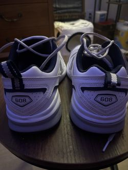 New Balance 608 white and black trainers