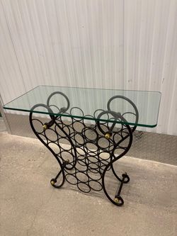 Vintage Iron & Glass Wine Rack Console Table. 36” wide , 16” depth , 30” high . $150