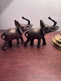 Pair of Brass Elephant Figurines