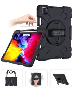 iPad Pro 11 Case 2020 with Strap and Pencil Holder [Support Pencil Charging/Pairing]+Hand Strap+Shoulder Strap+Stand Heavy Duty Shockproof Case for