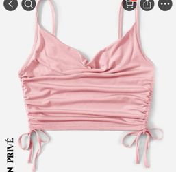 Shein pink drawstring Side crop top - Size S