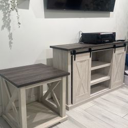 Entertainment Center With Side Table 