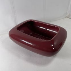 Vintage Haeger Rectangle Pottery Planter Burgundy Floral Vase / Silk Flower Rare