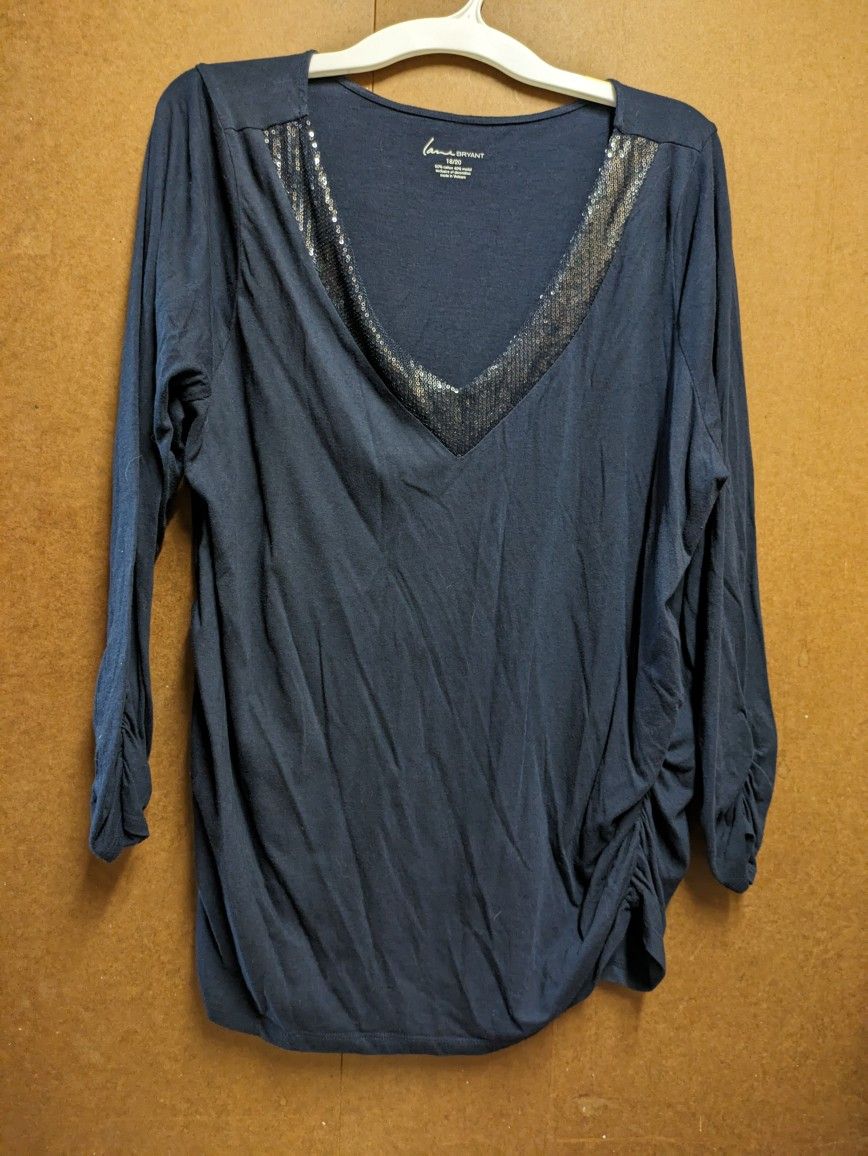 Lane Bryant Blue Long Sleeve Top Size 18/20