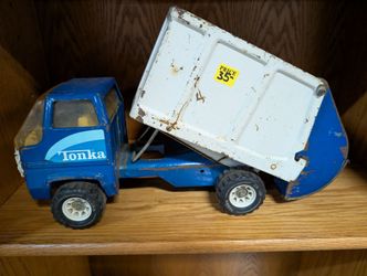 Vintage Tonka Blue Metal Dump Truck Diecast Construction Toy Collectible Old