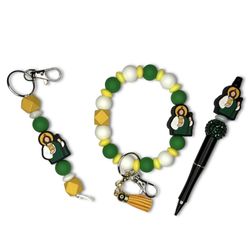 San Judas Beaded Pen Keychain Wristlet