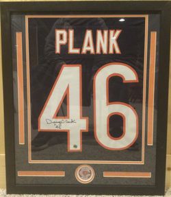 Doug Plank ‘46 Bears Defense signed, framed jersey 22 X 26” W/COA