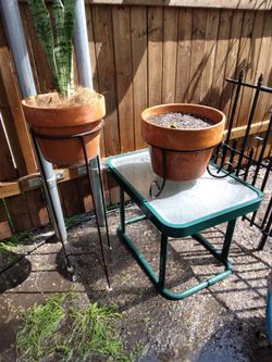 Vintage wrought glass patio table $100