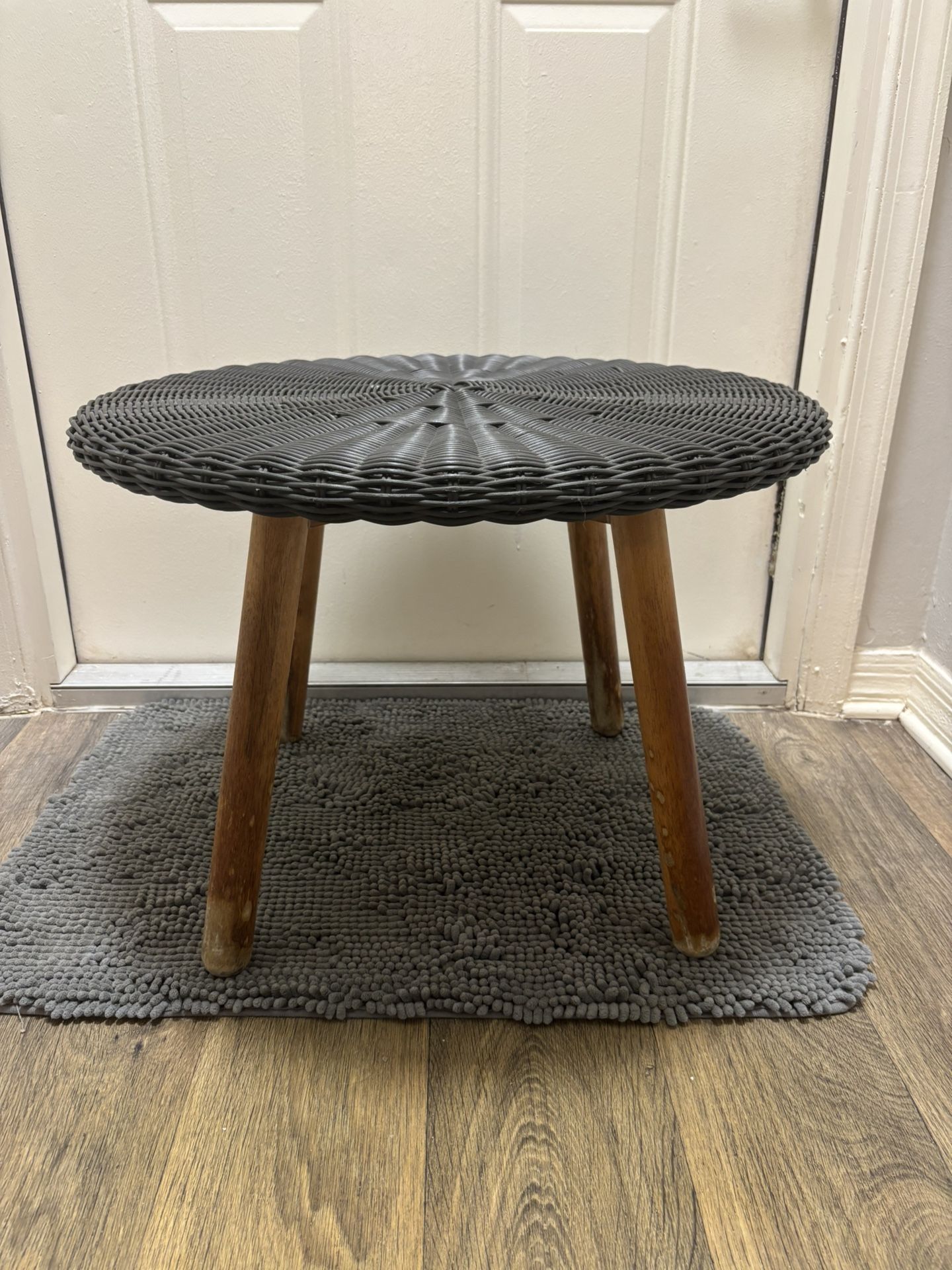 Woven Rattan Accent Side Table - Set Of Two