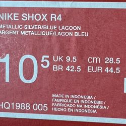 Authentic Nike Shox R4 Size 10.5