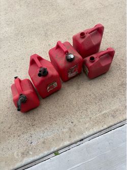 Set of 5 Red Gas Cans