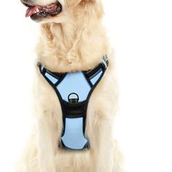X Large Blue No Pull Walking Handle,  Adjustable Soft Padded Reflective Dog Trainer Harnesses 