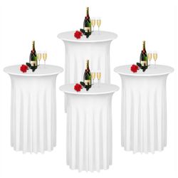 4 Cocktail Table Covers 32"X 43" Spandex Stretch Round Cocktail Tablecloths With Wavy Drapes