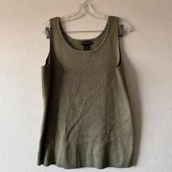 Lane Bryant Women's Green & Gold Metallic Sleeveless Knit Tank Top, Size 18/20