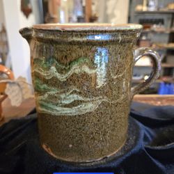 Antique French Jaspe Pottery Pitcher