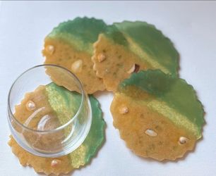 Handmade Ocean Beach Resin Coasters Set (4 Pieces) - 5" Diameter - Brand New