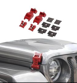 Red Jeep Hood Latch Lock Catch Kit
