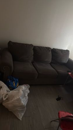 Gray 3-Seat Fabric Sofa with Nailhead Trim