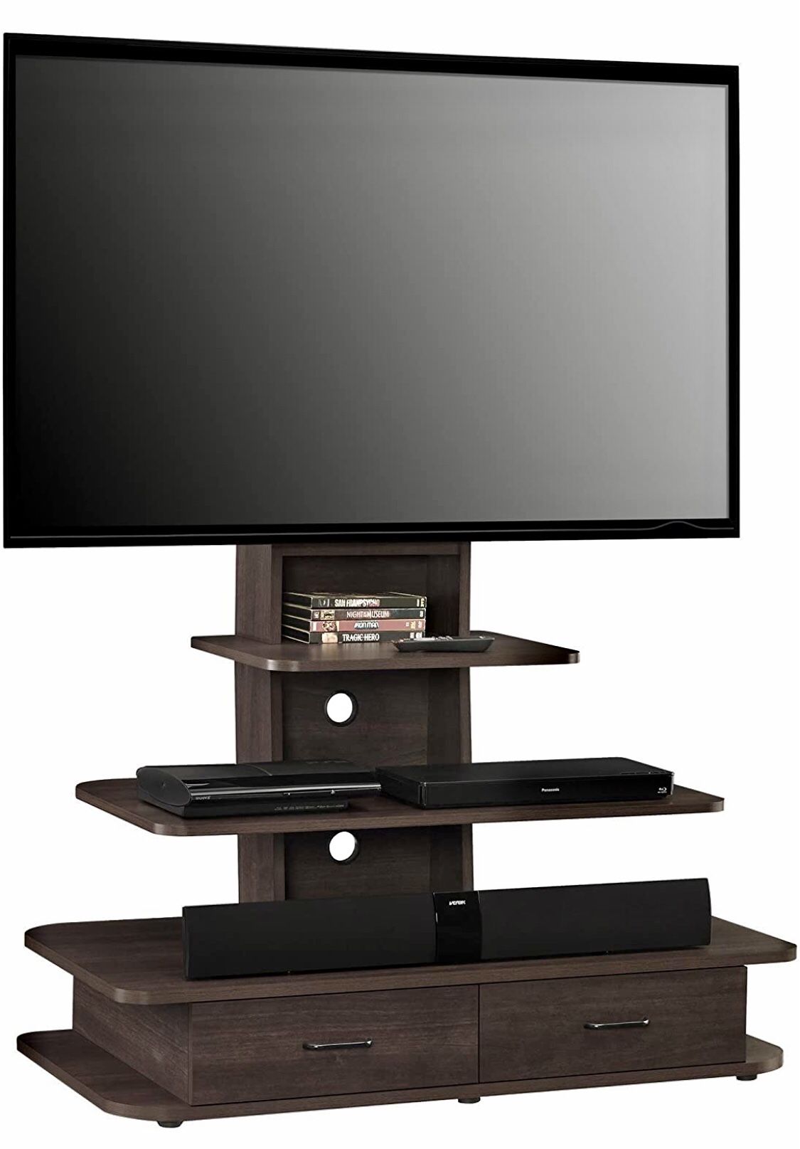 Ameriwood Home Galaxy TV Stand with Mount and Drawers for TVs up to 70" Wide, Espresso