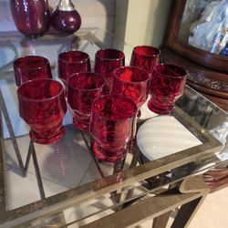9 Vintage Red Glass