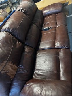 Leather couch with electric recline