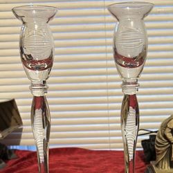 Pair Of Mikasa Crystal Candle Holders