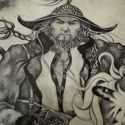 Vintage Artwork Signed Piece Genghis Khan
