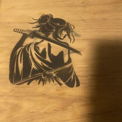 Unique And Handmade Side Or Living Room Table With Metal Details And Stencil 