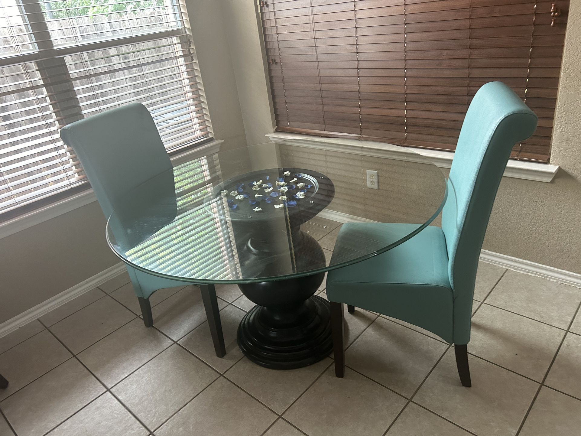 Glass Kitchen Table And 2 Chairs