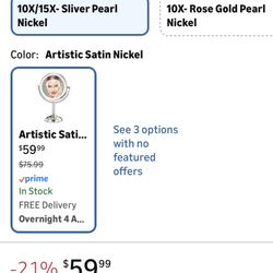 Lighted Makeup Mirror 360°Swivel Seamless Vanity Mirror, Pearl Nickel