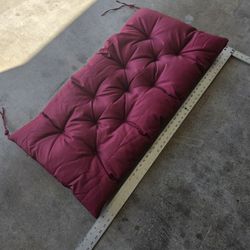 Comfortable tufted bench or window-seat cushion in a deep burgundy/wine color. Great for entryway benches, dining benches, window seats, or patio furn