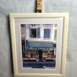 French Fruit Store, La Tonnelle, White Frame With Glass, Matting, And Wire Print 22”x27”