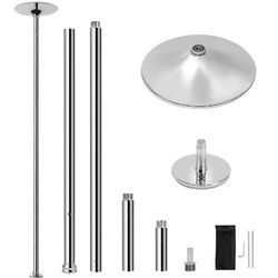 45mm Spinning Static Dancing Pole, Chrome-Plated Steel Pole, Portable & Removable, 44.5-108.3” Height Adjustable, Ideal for Home Use