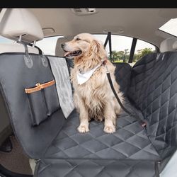 Dog Car Seat Cover for Back Seat, Waterproof Scratchproof Dog Seat Covers for Cars with Side Protector, Mesh Window, Seat Belt, Nonslip Dog Hammock fo