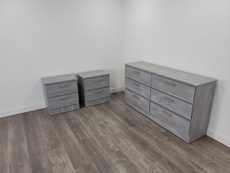✨GRAY DRESSER AND NIGHTSTANDS- COMODA GRIS Y MESAS DE NOCHE