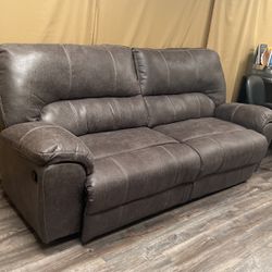 Gray Faux Leather Sofa