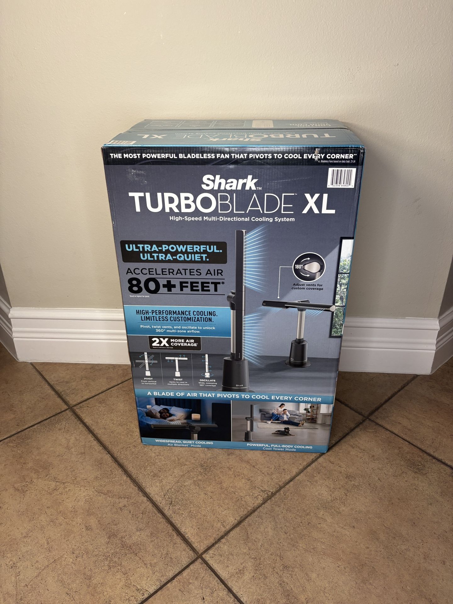 Shark TurboBlade Fan XL — Ultra-Customizable Bladeless Tower, Pivots, Twists, Oscillates 180°, TF200, Charcoal