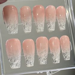 Crystal Ombre Acrylic Handmade Press on nails