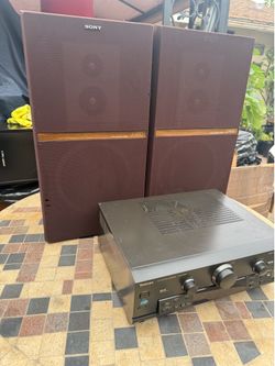 Technics receiver and Sony speakers